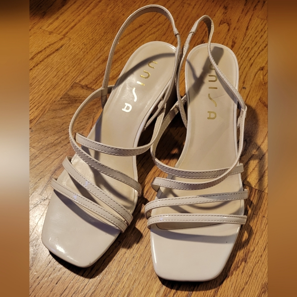 Unisa Block heel strappy nude sandals